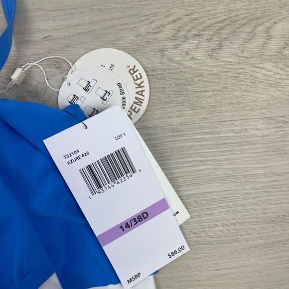 Coco Reef Contours Agate Ruffle Bandeau Bikini Top Womens 14 Blue Removable Stra - Picture 6 of 6